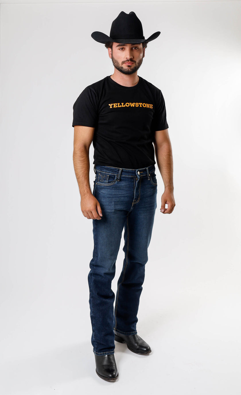 Yellowstone Straight Dutton Jeans (Dark Stone Overdye)