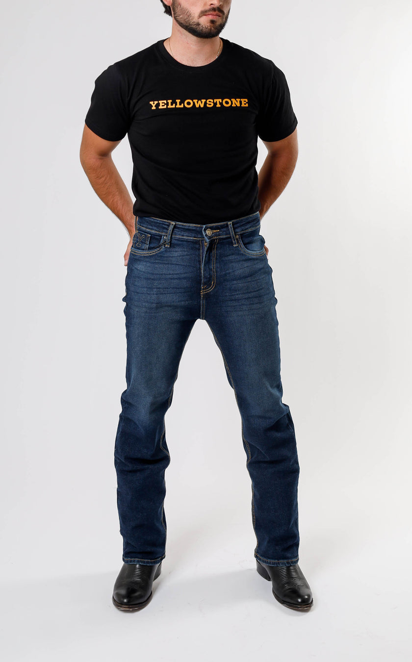 Yellowstone Straight Dutton Jeans (Dark Stone Overdye)