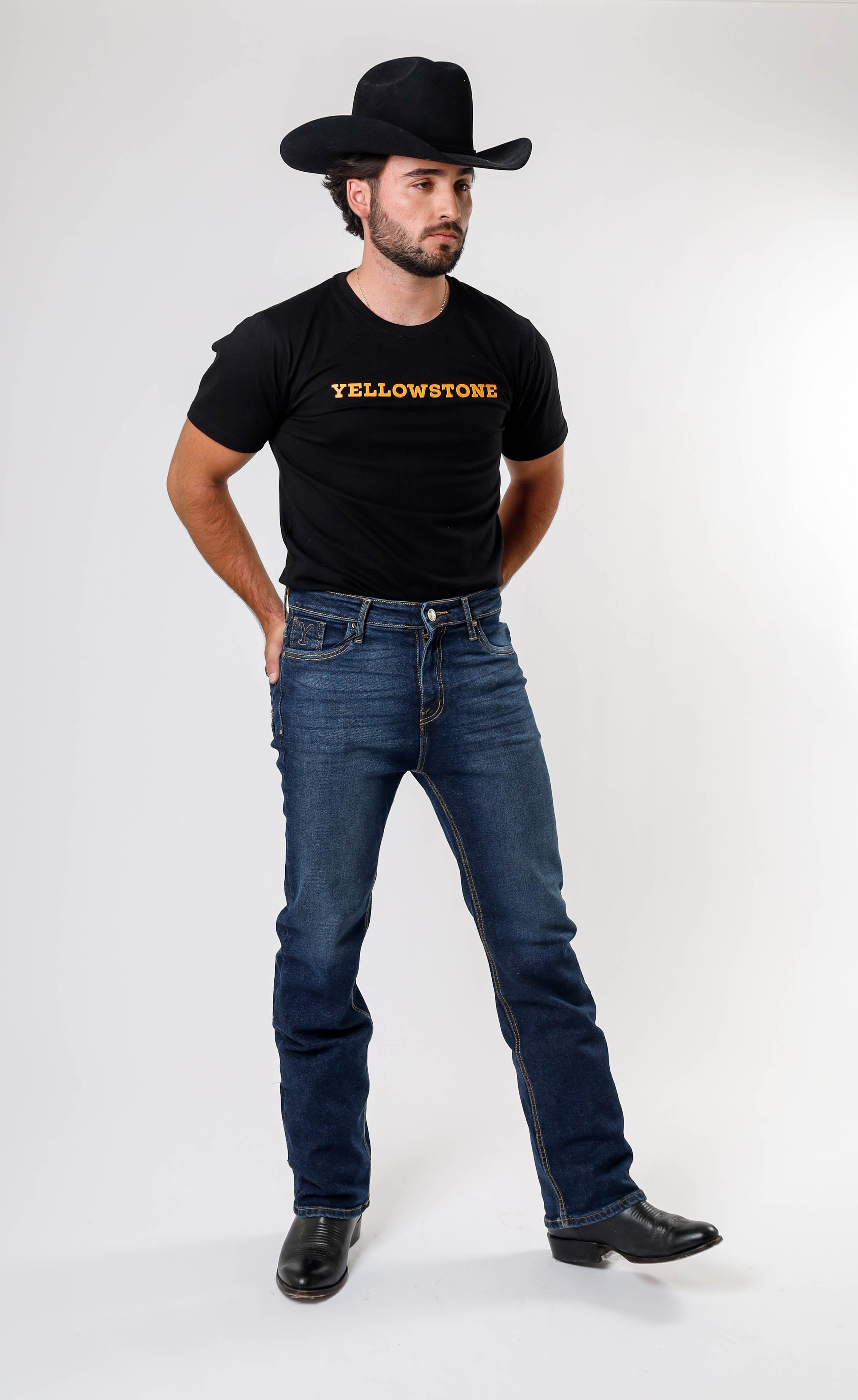 Yellowstone Straight Dutton Jeans (Dark Stone Overdye)