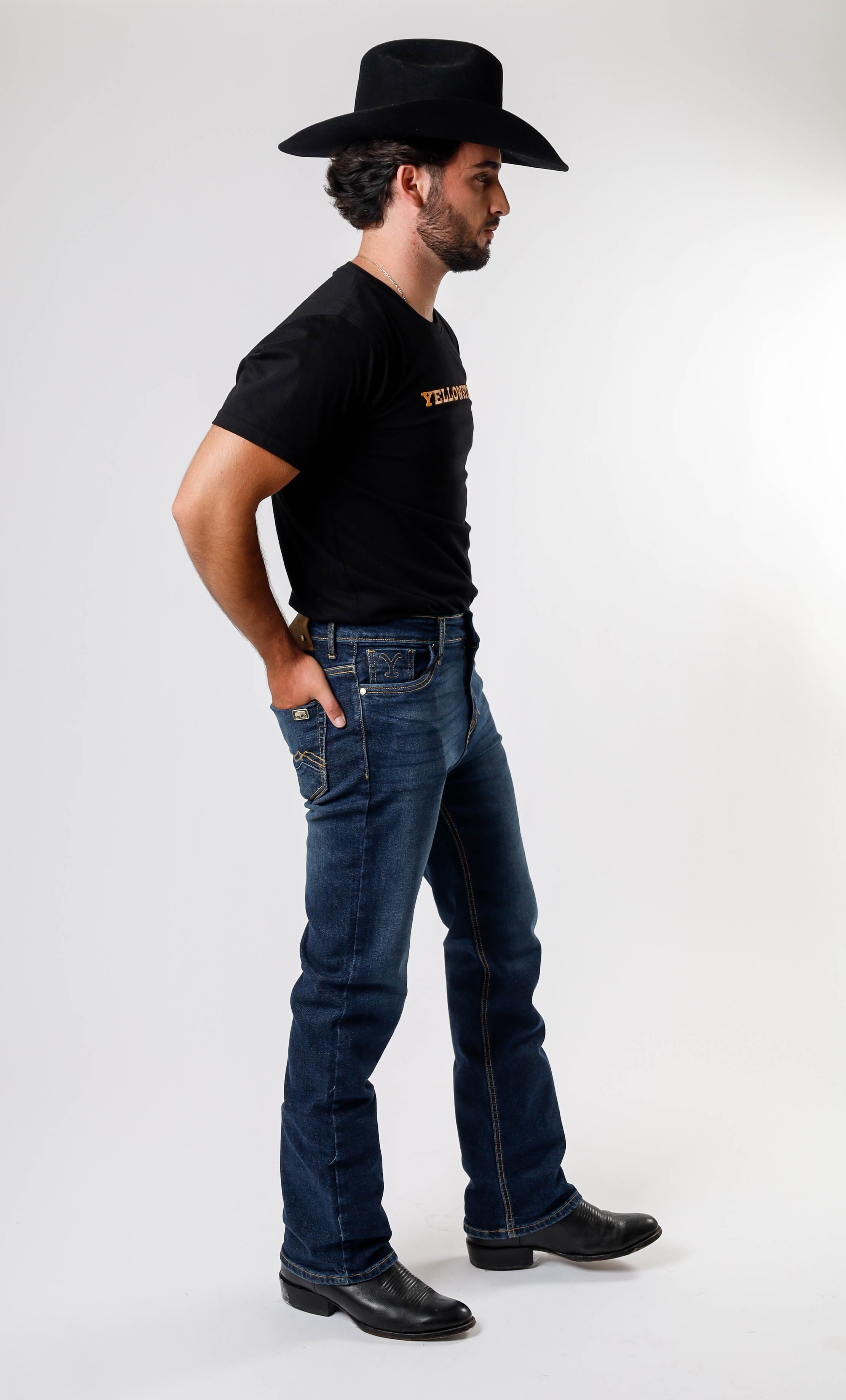 Yellowstone Straight Dutton Jeans (Dark Stone Overdye)