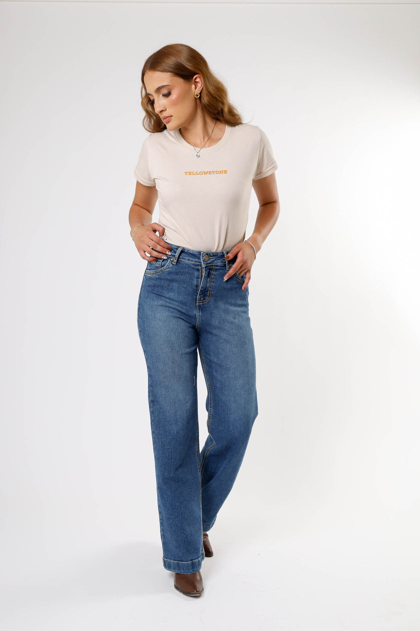 Yellowstone Wide Dutton Jeans (Double Stone)