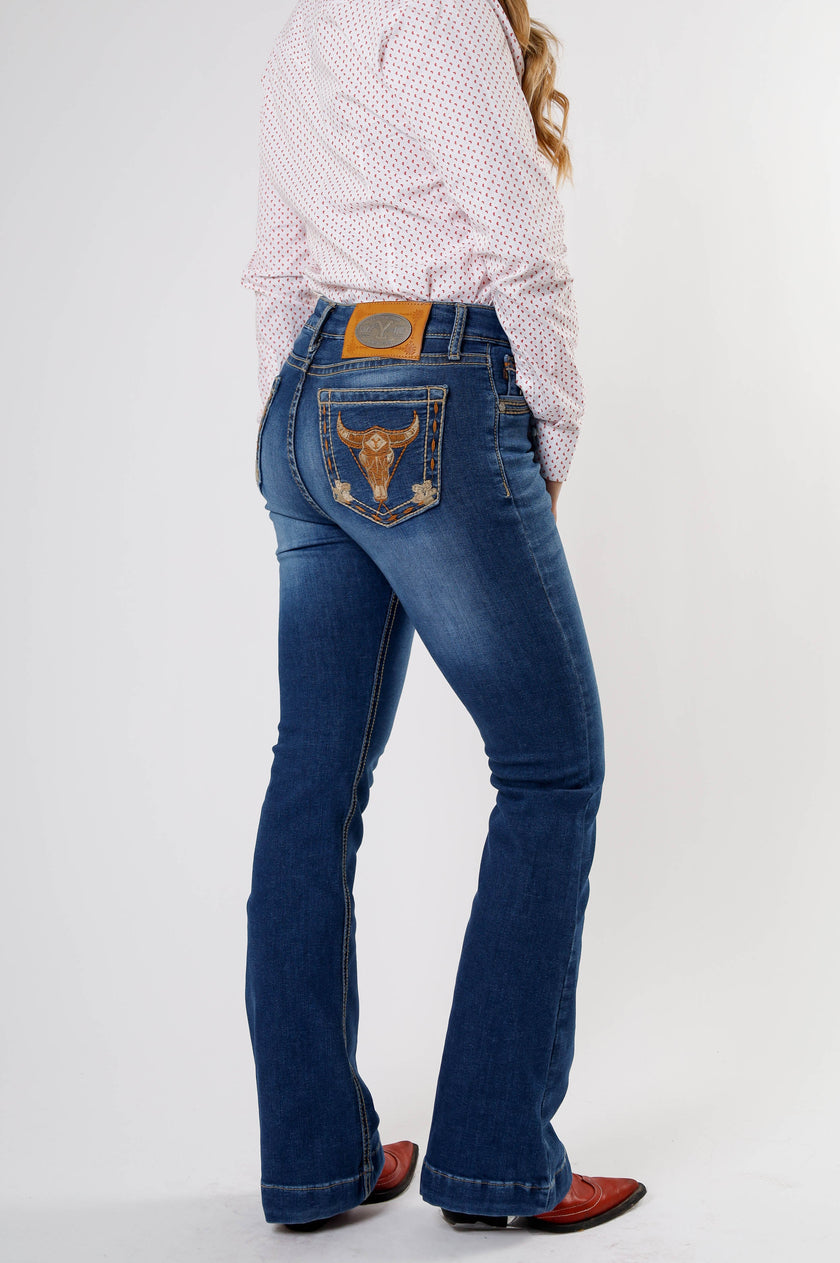 Pantalón Dama Toro Flores Bordado Y25JDY001 Dark Stone