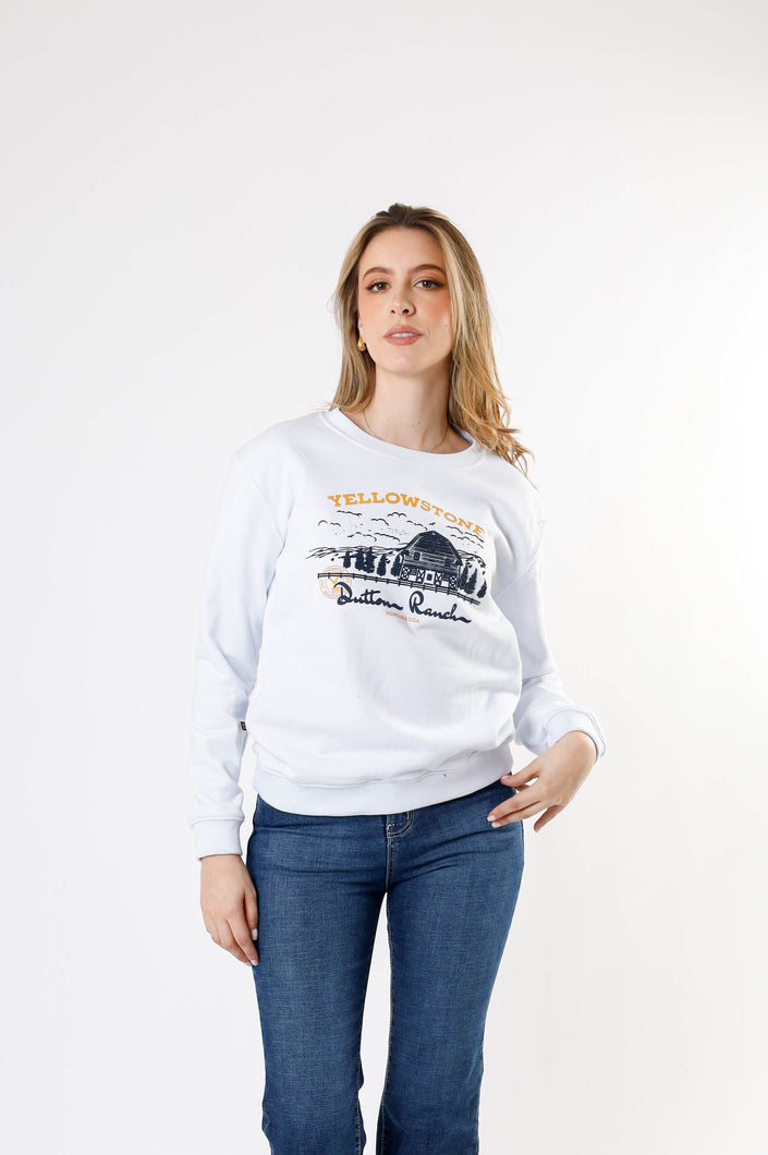 Sudadera Yellowstone Bunkhouse Blanca