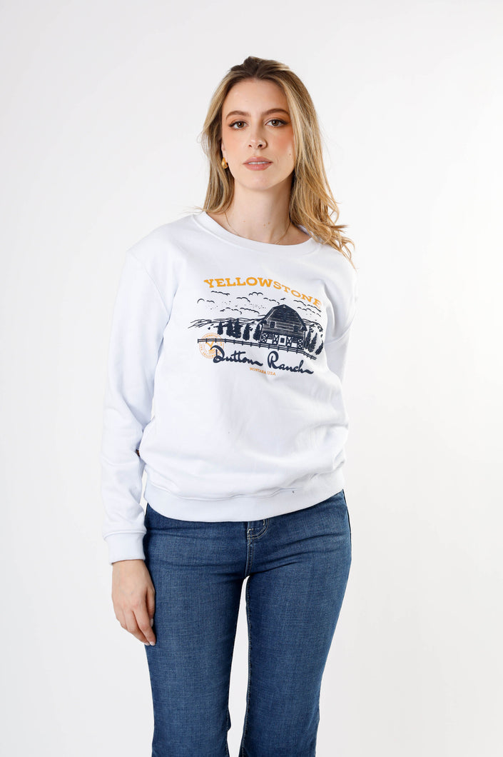 Sudadera Yellowstone Bunkhouse Blanca