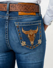Pantalón Dama Toro Flores Bordado JDY001 DOUBLESTONE